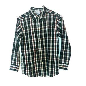 IZOD Boys Button Up Long Sleeve Dress Shirt Plaid Size Large (10/12) Black Red